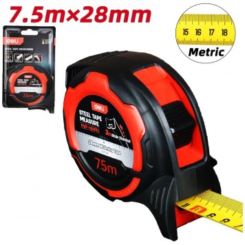 Рулетка DL377528 7,5мх28мм, метрическая Deli-1