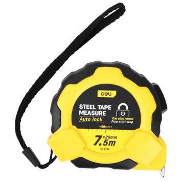 Рулетка DL3798 7,5мх25мм, Автостоп, ударопрочный корпус, метрическая Deli-4