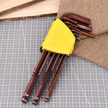 Ключи DL230709G н-р шестигранных с шаром удлиненных 9шт размеры 1,5,2,2,5,3,4,5,6,8,10мм Deli-2