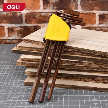 Ключи DL230808G н-р шестигранных сверхдлинных 9шт размеры 1,5,2,2,5,3,4,5,6,8,10мм Deli-5