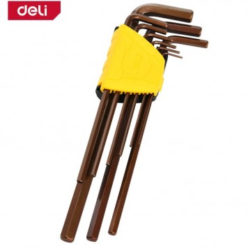 Ключи DL230808G н-р шестигранных сверхдлинных 9шт размеры 1,5,2,2,5,3,4,5,6,8,10мм Deli