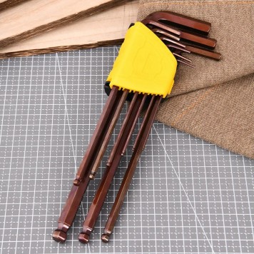 Ключи DL230809G н-р шестигранных с шаром сверхдлинных 9шт размеры 1,5,2,2,5,3,4,5,6,8,10мм Deli-2