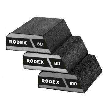 Губка RODEX шлифовальная 100x70x25 одна сторона скошенная зерно 100 ZDP2100