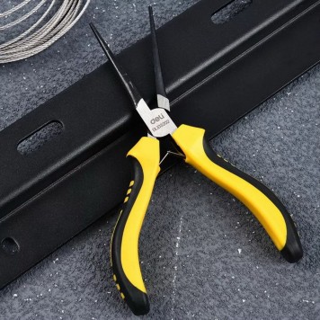 Тонкогубцы DL103202 мини удлиненные 150мм, двухкомпонентная рукоять Deli-1