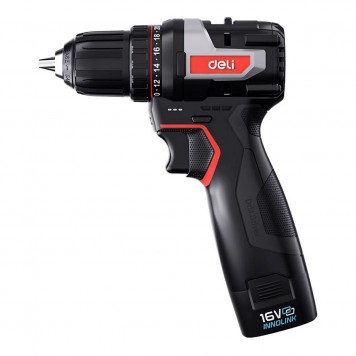 Шуруповёрт DE-CZ16-1D2, 2х2Ач+ЗУ, 16В, 45Нм Deli