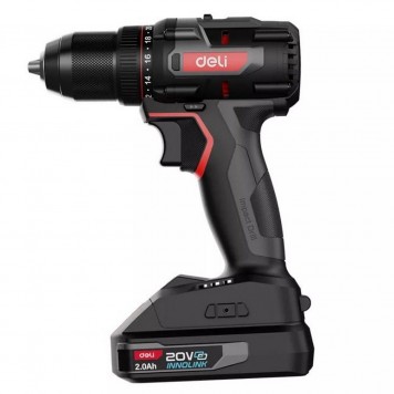 Шуруповёрт DE-DZ20-2D2, 2х2Ач+ЗУ, 20В, 70Нм, сумка, Deli "Red Line"-1