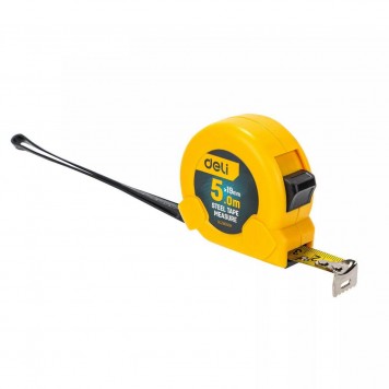 Рулетка DL280519 5м*19мм, метрическая, клипса, ремешок Deli