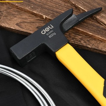 Молоток DL5060 кровельщика 600гр магнит, противоскользящий боек, фиберглассовая рукоять Deli-4