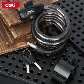 Замок DL508061 тросовый велосипедный 10*1000мм, два ключа, держатель на раму Deli