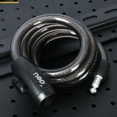 Замок DL508061 тросовый велосипедный 10*1000мм, два ключа, держатель на раму Deli