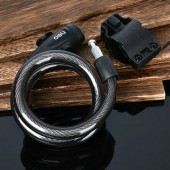 Замок DL508061 тросовый велосипедный 10*1000мм, два ключа, держатель на раму Deli