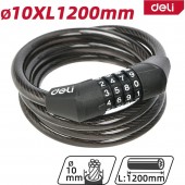 Замок DL508051 тросовый велосипедный кодовый 10*1200 мм, 10000 комбинаций кода Deli