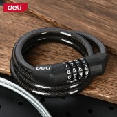 Замок DL508051 тросовый велосипедный кодовый 10*1200 мм, 10000 комбинаций кода Deli