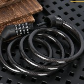 Замок DL508051 тросовый велосипедный кодовый 10*1200 мм, 10000 комбинаций кода Deli