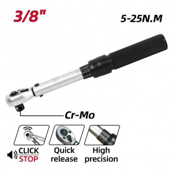 Ключ DL170025 динамометрический 5-25Нм, 3/8"72 зуба Deli-1