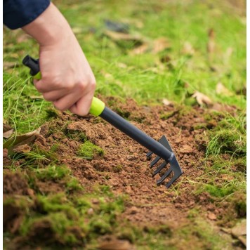 Грабли DL580813 садовые ручные пятизубчатые длина 30 см, защита от ржавчины и коррозии Deli-13