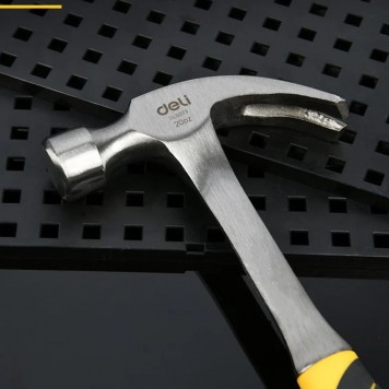 Молоток DL5073 гвоздодер цельнокованный 550 гр, прорезиненная рукоять Deli-6