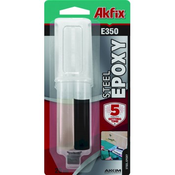 Клей эпоксидный E350 для стали 5 мин (в шприце) 56 гр. AKFIX