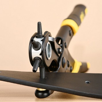 Дырокол DL1919A револьверный для кожи 6-в-1, двухрычажный, 225 мм Deli-3