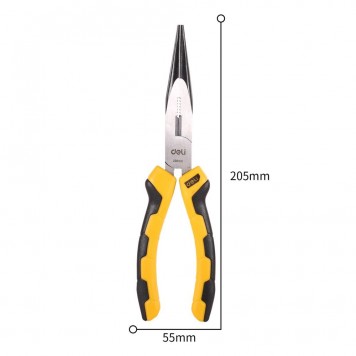 Тонкогубцы DL2108 удлиненные 200 мм, двухкомпонентная рукоять Deli-2