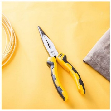 Тонкогубцы DL2108 удлиненные 200 мм, двухкомпонентная рукоять Deli-3