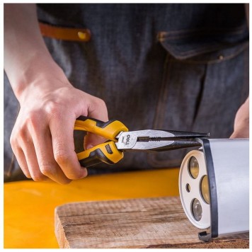 Тонкогубцы DL2108 удлиненные 200 мм, двухкомпонентная рукоять Deli-4