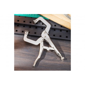 Клещи DL20011 зажимные С-образные с фиксатором 280мм, Deli-4