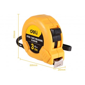 Рулетка DL9003B 3м х 16мм метрическая, корпус ударопрочный Deli-2