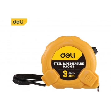 Рулетка DL9003B 3м х 16мм метрическая, корпус ударопрочный Deli-3