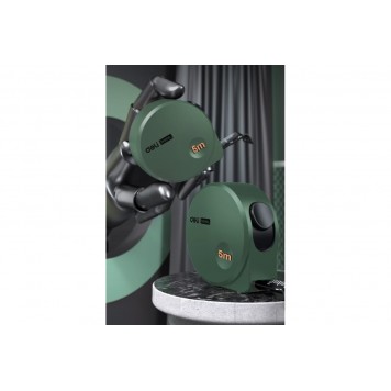 Рулетка HT8519L 5м х 19мм Home Series Green, софттач пластик, Deli-3