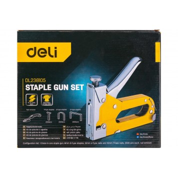 Сшиватель DL238105 2000шт D-тип, Т-тип, U-тип,2000шт, скобоудалитель, Deli-6
