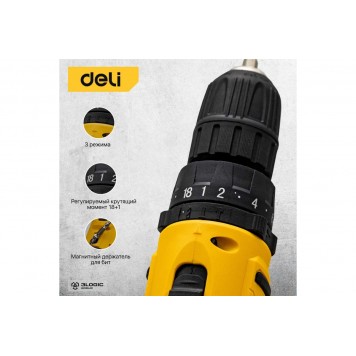 Шуруповёрт DL-CZ20-E1D2 аккумуляторный 20В, 2 А/ч DELI-8