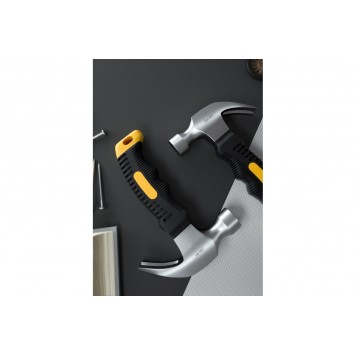 Молоток-гвоздодер DL441008 укороченный 250 гр, 160 мм, фиберглассовая рукоять DELI-4