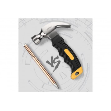 Молоток-гвоздодер DL441008 укороченный 250 гр, 160 мм, фиберглассовая рукоять DELI-7