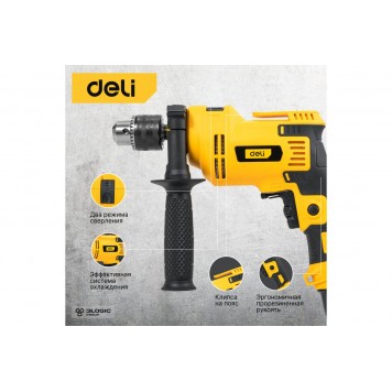 Дрель DL-CZ13-E1 электрическая ударная 650 Вт, ключевой патрон 13 мм DELI-13