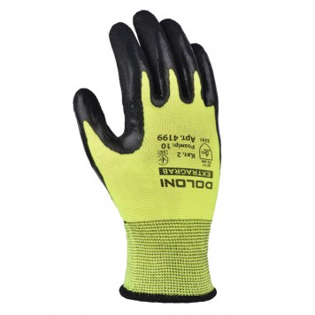 Перчатки 4199 стрейчевые с латексным покрытием желтые размер 10 (XL) DOLONI-1