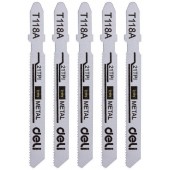 Пилки для электролобзика (5шт) по металлу Deli DH-QJT021-E4 тип T118A, 21TPI, 50мм