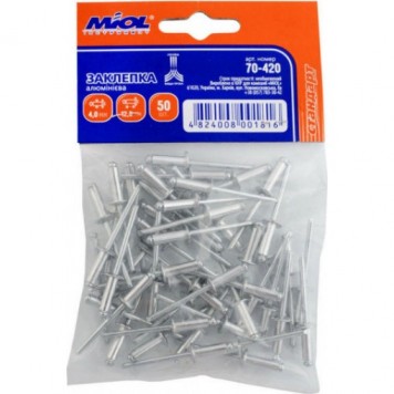 Заклепка 70-420 алюминиевая 4.0*12.0мм уп50шт МИОЛ Заклепка 70-420 алюминиевая 4.0*12.0мм уп50шт МИОЛ