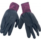 Перчатки нейлоновые YQ-3 с вспененным латексным покрытием черно-красные 12/720