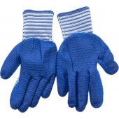 Перчатки нейлоновые YQ-8 БЕЛЫЕ/СИНИЕ с латекс. покрытием12/960