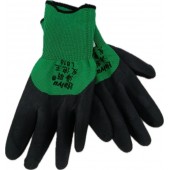 Перчатки нейлоновые MR001 с вспененным латексным покрытием зеленые (глубокий облив) 12/720