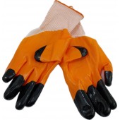 Перчатки нейлоновые Арт.020 оранжевые с черными пальцами 12/960