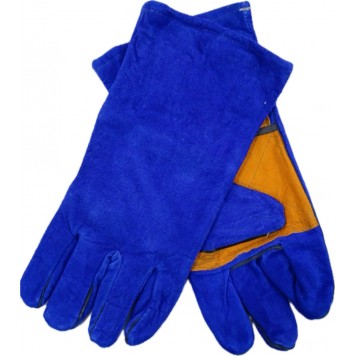 Перчатки сварщика замш длин (КРАГИ СИНИЕ)