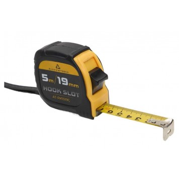 Рулетка АТ-РИ1519С измерительная ALUKOMTOOLS 2 кнопки фиксации HOOKSLOT 5х19