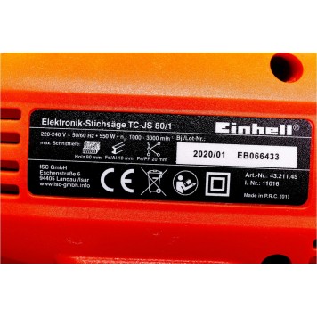 Электролобзик TC-JS 80/1, 550Вт, 1000-3000ход/мин 4321145, Einhell-14