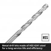 Набор сверл 108723 по металлу (HSS 2-6.5 мм), 10 шт. Einhell