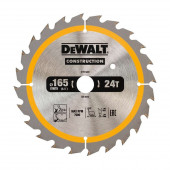 Диск DT1949-QZ пильный CONSTRUCT 165х20 мм, 24 зуба, ATB +24° DEWALT