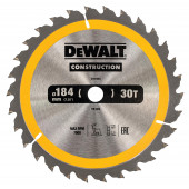 Диск DT1940-QZ пильный CONSTRUCT 184х16 мм, 30 зубьев, ATB +10° DEWALT