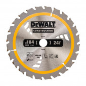 Диск DT1951-QZ пильный CONSTRUCT 184х20 мм, 24 зуба, ATB +18° DEWALT