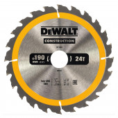 Диск DT1944-QZ пильный CONSTRUCT 190х30 мм, 24 зуба, ATB +16° DEWALT